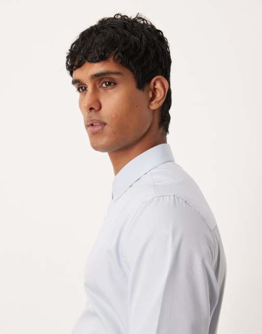 ASOS DESIGN - Blå, elegant og strygelet skjorte i regular fit, 4 af 5