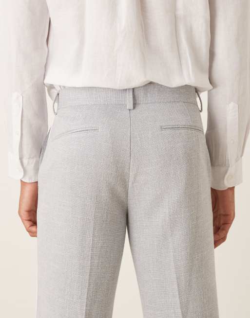 ASOS DESIGN – Blå finbyxor med raka ben och textur, 5 av 5