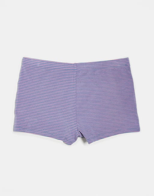 ASOS DESIGN – Blå, gräddvita och lilarandiga, pointellestickade boxershorts, 3-pack, 3 av 3