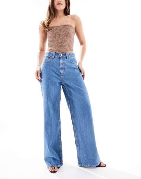 ASOS DESIGN – Blå jeans i dad-modell med vida ben - view 1