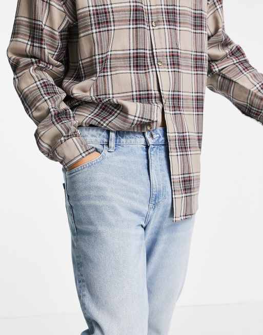 ASOS DESIGN - Blå klassiske jeans uden stræk i light wash med rå kant, 3 af 4