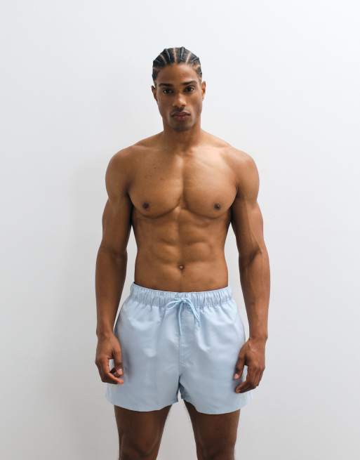 ASOS DESIGN - Blå korte badeshorts med broderier, 5 af 5