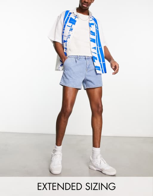 ASOS DESIGN - Blå korte denimshorts i lys vask