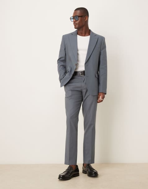 ASOS DESIGN – Blå kostym i linnemix med smal passform - view 1