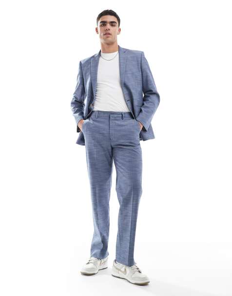 ASOS DESIGN – Blå kostym i linnestil med smal passform - view 1