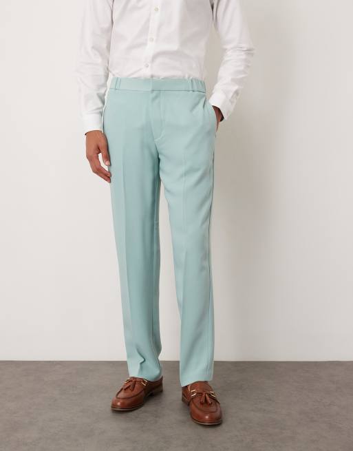 ASOS DESIGN – Blå kostymbyxor i twill och linnestil med raka ben, 2 av 5