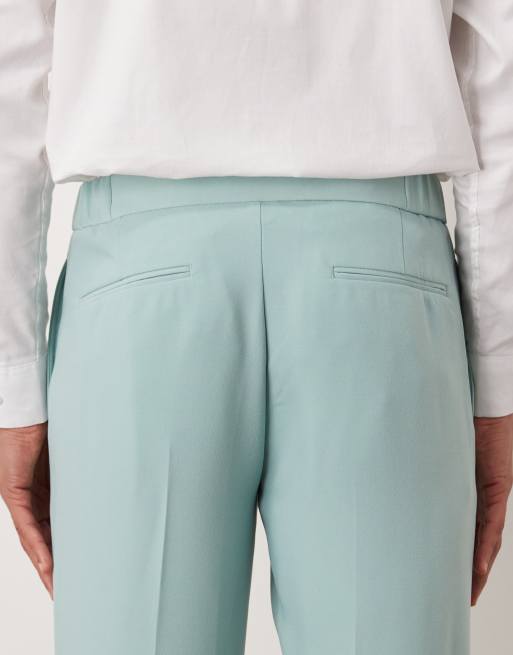 ASOS DESIGN – Blå kostymbyxor i twill och linnestil med raka ben, 4 av 5