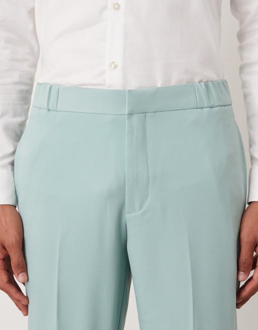 ASOS DESIGN – Blå kostymbyxor i twill och linnestil med raka ben, 5 av 5