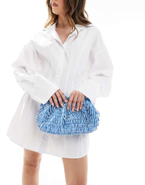 ASOS DESIGN – Blå kuvertväska med fransar - view 1