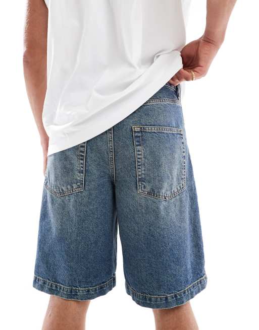 ASOS DESIGN – Blå, långa jeansshorts i mellanljus tvätt, 2 av 5