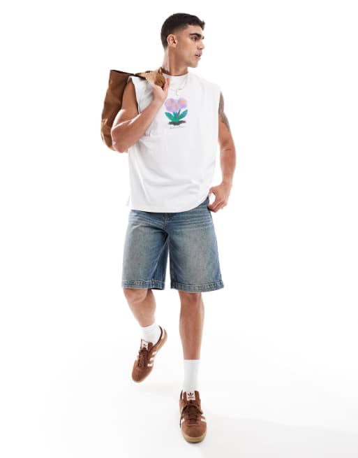 ASOS DESIGN – Blå, långa jeansshorts i mellanljus tvätt, 3 av 5