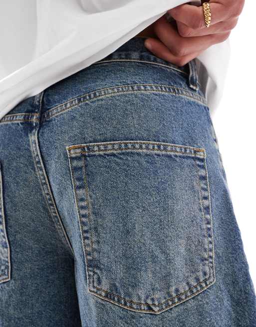 ASOS DESIGN – Blå, långa jeansshorts i mellanljus tvätt, 4 av 5