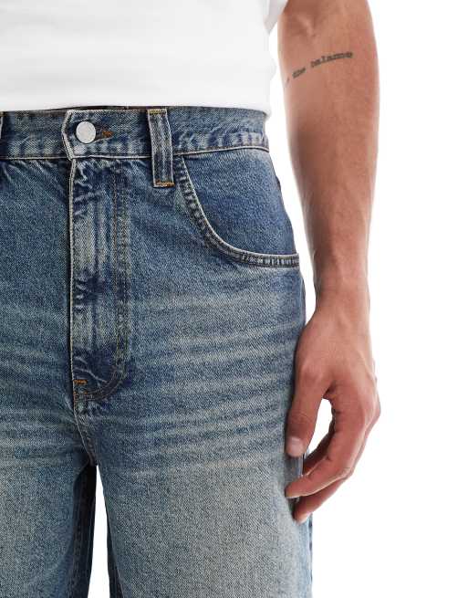 ASOS DESIGN – Blå, långa jeansshorts i mellanljus tvätt, 5 av 5
