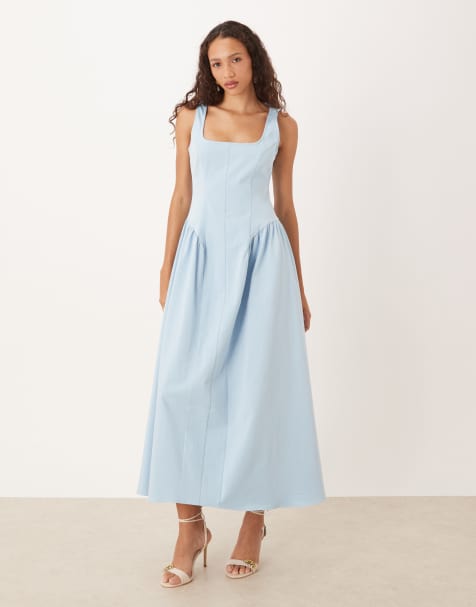 ASOS DESIGN - Blå maxikjole med korsetsyningsdetalje - view 1