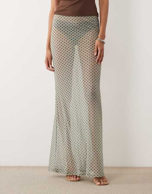 ASOS DESIGN - Blå maxinederdel med prikker i gennemsigtig mesh, 5 af 5