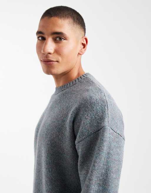 ASOS DESIGN – Blå, melerad, stickad, avslappnad tröja med rund halsringning, 4 av 5