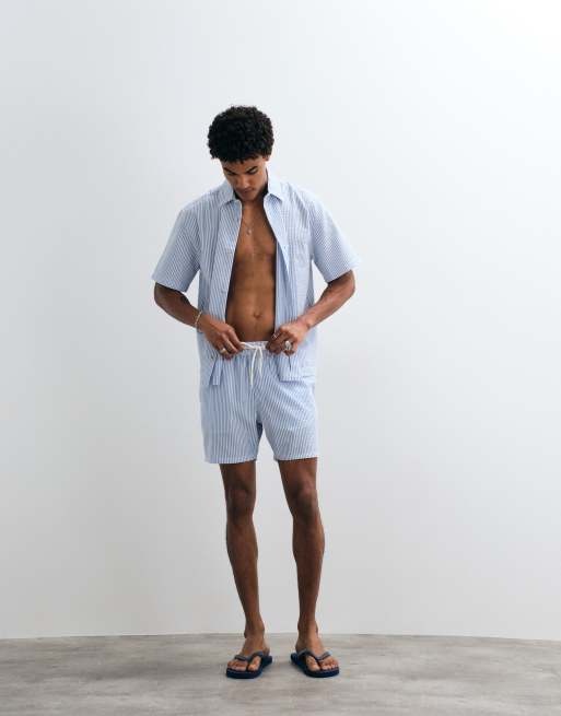 ASOS DESIGN - Blåt sæt med striber i bæk-og-bølge-stof, 3 af 3