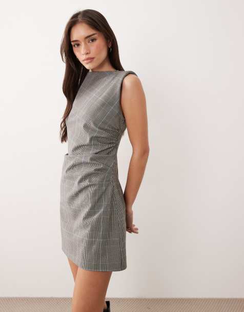 ASOS DESIGN - Blå minikjole med rynker og tern - view 1