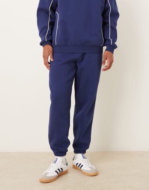 ASOS DESIGN – Blå mjukisbyxor i oversize med passpoaler - view 1