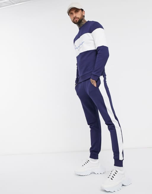 ASOS DESIGN – Marinblått- och vitrandigt set med "serena-text, 3 av 3