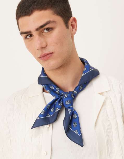 ASOS DESIGN – Blå, mönstrad scarf i satin - view 1