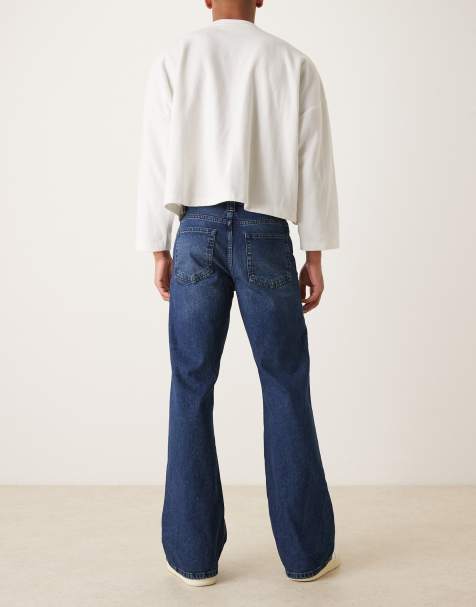 ASOS DESIGN – Blå, mörktvättade och vida jeans med utsvängd design - view 1