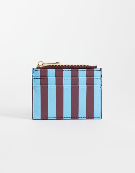 ASOS DESIGN – Blå och chokladbrun, randig korthållare - view 1