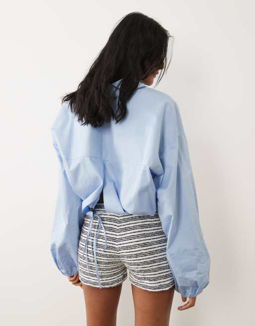 ASOS DESIGN – Blå och gräddvita, stickade jersey-shorts med randig design , 5 av 5