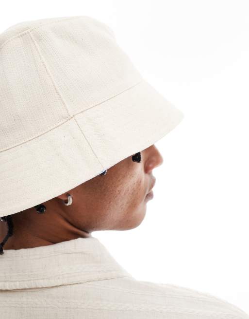 ASOS DESIGN – Blå och naturvit, randig solhatt i vändbar design, 2 av 3
