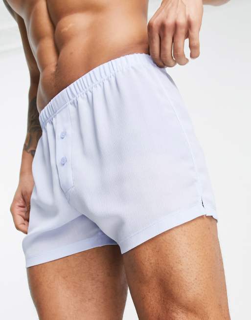 ASOS DESIGN – Blå och vita, krinklade boxershorts, 2-pack , 4 av 4