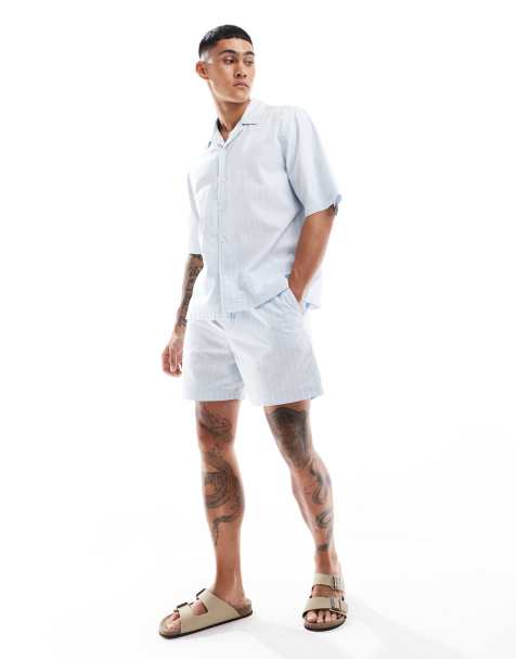 ASOS DESIGN – Blå och vitrandiga shorts, del av set - view 1