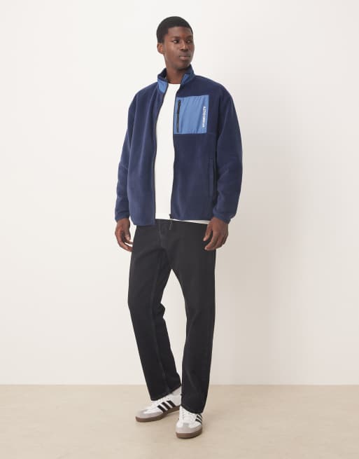 ASOS DESIGN - Blå og afslappet jakke i fleece med lynlås og lomme, 2 af 5