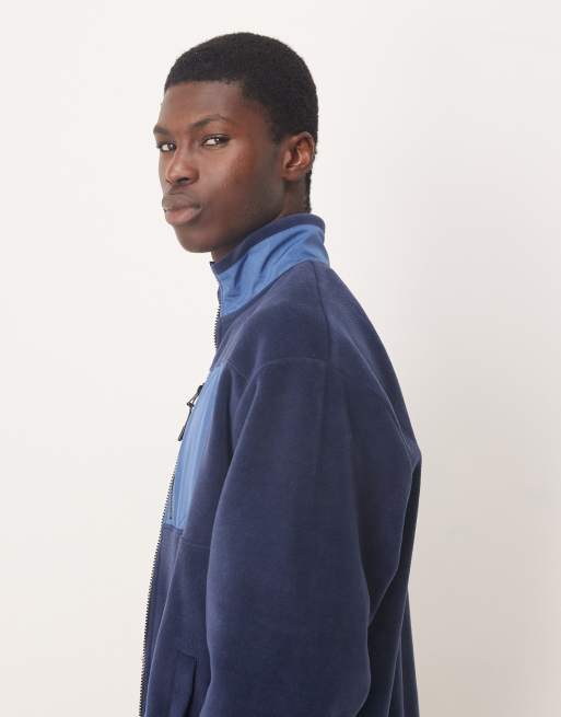 ASOS DESIGN - Blå og afslappet jakke i fleece med lynlås og lomme, 4 af 5