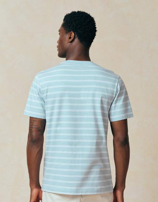 ASOS DESIGN - Blå og hvid T-shirt med striber i regular fit, 4 af 5