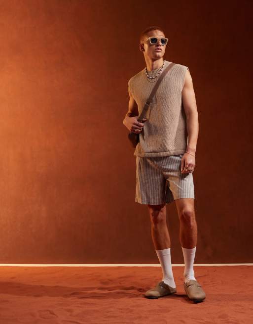 ASOS DESIGN - Blå og hvidstribede shorts