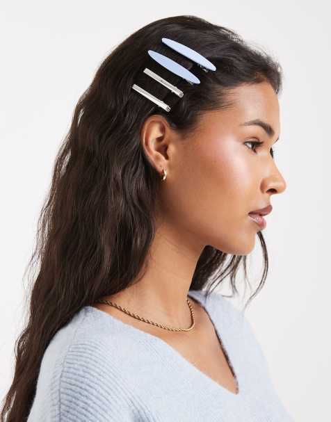 ASOS DESIGN - Blå og sølvfarvede hårklemmer i multipakke - view 1