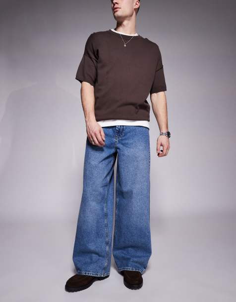 ASOS DESIGN - Blå og super-baggy jeans i mellemvask - view 1