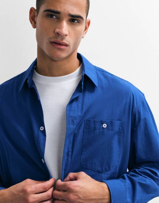 ASOS DESIGN - Blå oversized poplin-skjorte, 3 af 9