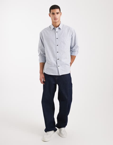 ASOS DESIGN - Blå oversized skjorte med striber - view 1