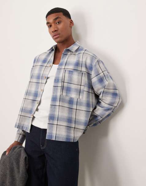 ASOS DESIGN - Blå oversized skjorte med tern i firkantet pasform - view 1