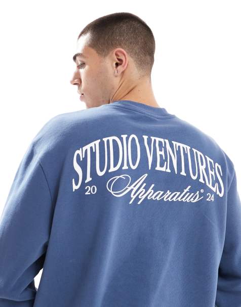 ASOS DESIGN - Blå oversized sweatshirt med print foran og bagpå i firkantet pasform - view 1