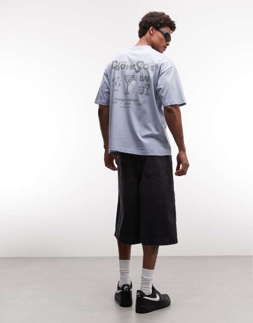 ASOS DESIGN - Blå oversized T-shirt med cocktail-grafik, 2 af 5