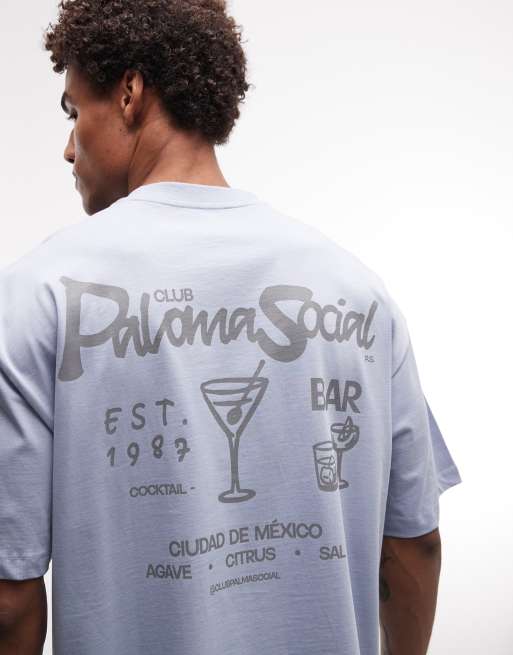 ASOS DESIGN - Blå oversized T-shirt med cocktail-grafik, 4 af 5