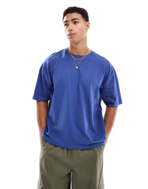 ASOS DESIGN - Blå oversized T-shirt med kosmisk grafik i firkantet pasform, 3 af 4