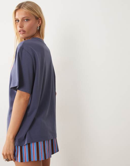 ASOS DESIGN - Blå oversized T-shirt med pink 'grammar is sexy'-slogan, 3 af 4