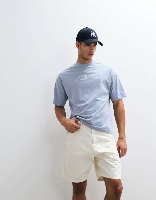ASOS DESIGN - Blå oversized T-shirt med tekstgrafik, 5 af 5