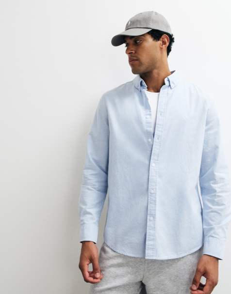 ASOS DESIGN – Blå oxfordskjorta i regular fit med broderi på bröstet - view 1