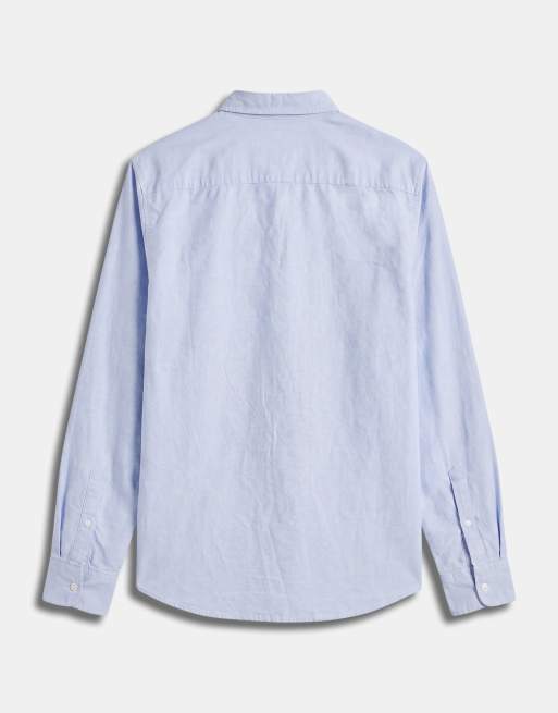 ASOS DESIGN – Blå oxfordskjorta i regular fit med broderi på bröstet, 8 av 10