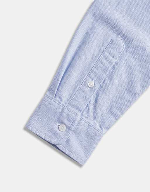 ASOS DESIGN – Blå oxfordskjorta i regular fit med broderi på bröstet, 9 av 10