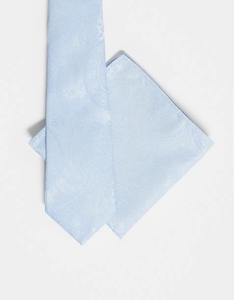 ASOS DESIGN – Blå, paisleymönstrad slips och bröstnäsduk - view 1